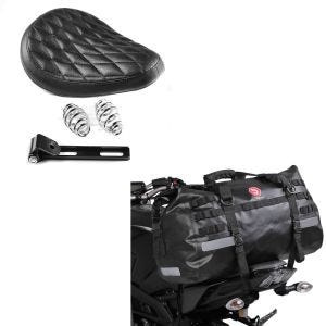 Set: Bobber Schwingsattel DC mit Federn für Chopper + Hecktasche Drybag XB50 Wasserdicht Volumen 50l_1
