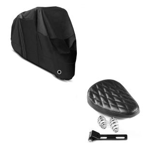 Set: Bobber Schwingsattel DC2 2 mit Federn + Abdeckplane XL Faltgarage schwarz_1