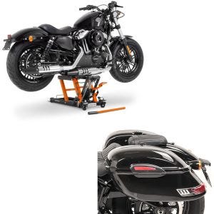 Sett: Sidekassesett Delaware 33Ltr høyre og venstre i svart + løfteplattform Midlift L motorsykkeljekk egnet for chopper / custom sykkel opp til 680 kg CB39742