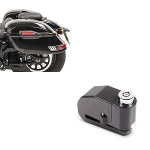 Sett: Sidekasse sett Delaware 33Ltr høyre og venstre i sort + bremseskivelås alarm 110dB BS-Motoparts tyverisikring svart