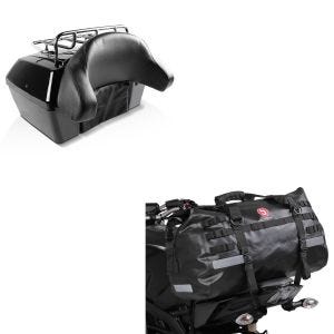 Sett: Toppkoffert Missouri 43L egnet for chopper låsbar svart + halebag Drybag XB50 vanntett volum 50l