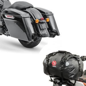 Set: Seitenkoffer Stretched für Harley Touring 2014-2021 + Hecktasche Drybag XF60 Wasserdicht Volumen 60l_1