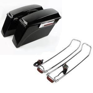 Set: Seitenkoffer Set Harley Touring 94-13 + Koffer-Reling LED für Harley Touring 93-13 chrom_1