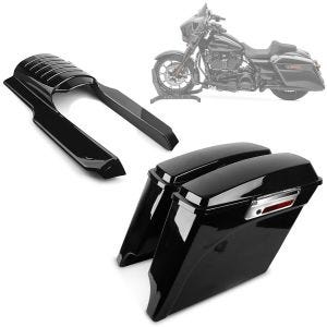 Sett par strakte sidebokser 35 liter + bakskjermforlengelse egnet for Harley Davidson Touring 96-08 Craftride svart