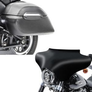 Set: Seitenkoffer Set K3 mit Träger Satteltaschen + Batwing Verkleidung für Harley Davidson matt_1