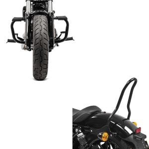 Sett: Crash bar egnet for Harley Davidson Sportster 04-20 Craftride Mustache i svart + Sissy bar egnet for Harley Davidson Sportster 04-20 Craftride Tampa S svart