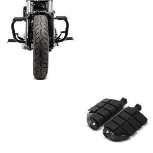 Set: Sturzbügel Harley Davidson Sportster 04-20 Mustache in schwarz + Fussrasten Fahrer-Sozius für Harley-Davidson FP14 schwarz_1