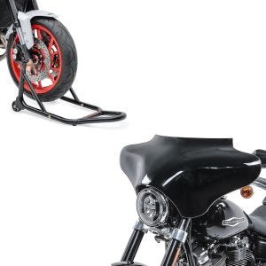 Set: Batwing Verkleidung für Harley Davidson + Montageständer Vorderrad Motorradständer vorne_1