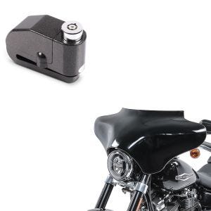 Sett: Batwing fairing egnet for Harley Davidson Road King / Softail / Fat Boy Craftride svart + bremseskivelås alarm 120dB BS-Motoparts tyveribeskyttelse motorsykkel svart