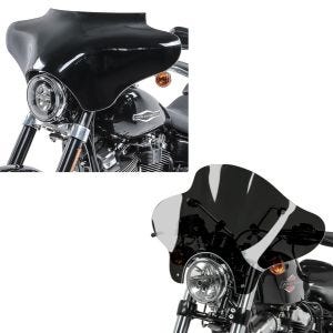 Sett: Batwing kåpe egnet for Harley Davidson Road King / Softail / Fat Boy Craftride svart + motorsykkel frontrute Batwing Craftride for tilpassede sykler Craftride inkl. monteringssett