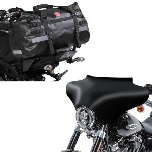 Set: Batwing Verkleidung für Harley Davidson matt + Hecktasche Drybag XB50 Wasserdicht Volumen 50l_1
