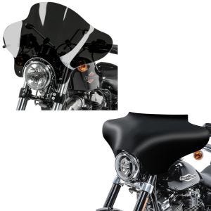 Sett: Batwing fairing egnet for Harley Davidson Road King, Softail, Fat Boy matt Craftride + motorsykkel frontrute Batwing Craftride for custom sykler Craftride inkl. monteringssett