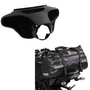 Set: Batwing Verkleidung für Harley Davidson Touring 96-13 in schwarz + Hecktasche Drybag XB50 Wasserdicht Volumen 50l_1