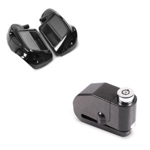 Set: Beinschild für Harley Touring Modelle 2014-2020 schwarz + Bremsscheibenschloss Alarm 120dB schwarz_1