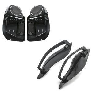 Set: Beinschild für Harley Touring 2014-2021 mit Lautsprecher + Seitlicher Windabweiser für Harley-Davidson Touring 14-20 schwarz_1