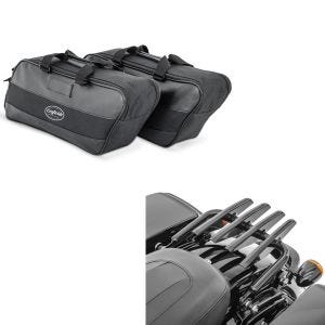 Set: Gepäckträger Harley Davidson Touring 09-20 abnehmbar in schwarz + Seitenkoffer Innentasche für Harley-Davidson Touring 94-20_1