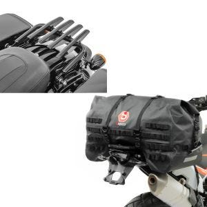 Set: Gepäckträger Harley Davidson Touring 09-20 abnehmbar in schwarz + Hecktasche SX70 70Ltr wasserdicht in schwarz_1