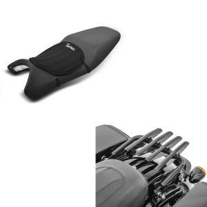 Set: Gepäckträger Harley Davidson Touring 09-20 abnehmbar in schwarz + Gel Sitzkissen Tourtecs Neopren M Gelkissen Sitzauflage in schwarz_1