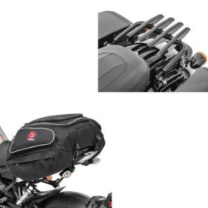 Sett: bagasjeholder egnet for Harley Davidson Touring 09-23 Craftride avtagbar i svart + motorsykkel hale bag Bagtecs X50 bak bagasje bag 50 liter i svart