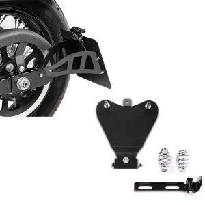 Set: Seitlicher Kennzeichenhalter für Honda Shadow VT 600 C 88-00 + Grundplatte für Bobber-Solositze mit Barrel-Federn_1