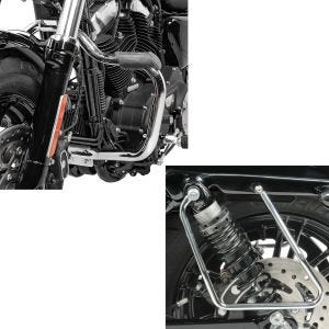 Sett: Crash bar egnet for Harley Davidson Sportster 2004-2020 Craftride Bart krom + salveskeholder egnet for Harley Davidson Sportster 04-20 krom Craftride