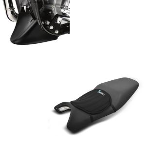 Set: Bugspoiler Harley Davidson Sportster 04-20 in schwarz + Gel Sitzkissen Tourtecs Neopren M Gelkissen Sitzauflage in schwarz_1