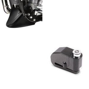 Set: Bugspoiler Harley Davidson Sportster 04-20 in schwarz + Bremsscheibenschloss Alarm 120dB schwarz_1