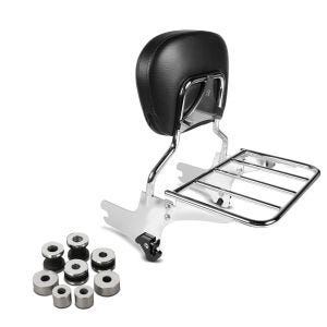 Sett sissy bar med bagasjehylle avtagbar S1 + festesett docking hardware sett egnet for Harley Davidson Electra-Street-Road Glide, Road King 97-08 Craftride krom
