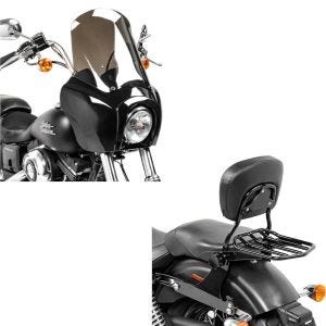 Set: Sissybar Harley Dyna 2006-2017 M Flex mit Rack + Frontverkleidung für Harley Dyna Low Rider / Street Bob MG5 sg_1
