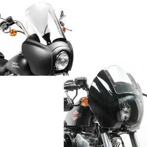 Sett: Fairing MG5 egnet for Harley Davidson Dyna Low Rider, Street Bob svart matt-klar Craftride + lampemaske egnet for Harley Davidson Dyna / Sportster lysmaske Craftride Q1 klar