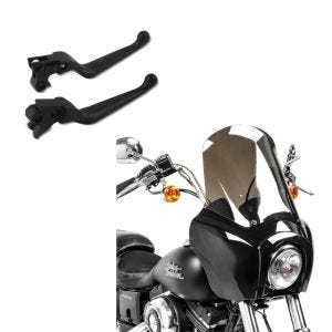 Set: Frontverkleidung für Harley Dyna Low Rider / Street Bob MG5 sg + Hebelset Grip für Harley Dyna Sportster Softail 96- schwarz_1