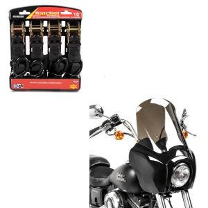 Set: Frontverkleidung für Harley Dyna Low Rider / Street Bob MG5 sg + Spanngurt Set Ratsche mit 4x Zurrschlaufe schwarz_1