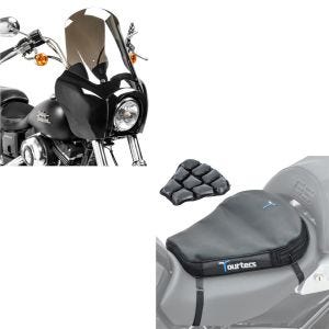 Set: Frontverkleidung für Harley Dyna Low Rider / Street Bob MG5 sg + Luftkissen Tourtecs Air Deluxe M Komfort Sitzkissen in schwarz_1