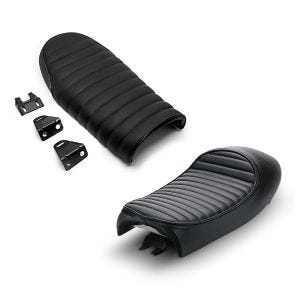 Set: Sitzbank für Cafe-Racer Umbau mit Höcker Hump schwarz + Sitzbank für Cafe-Racer oder Scrambler Umbau Flat schwarz_1