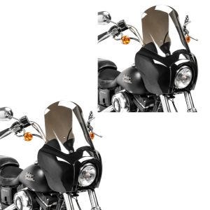 2x Frontverkleidung für Harley Dyna Street Bob 06-17 Craftride MG5 mit Scheibe schwarz-rauchgrau Spar-Set_1