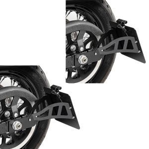 2x sideskiltholder som passer til Yamaha XVS 650-1100 Drag Star 96-07 Craftride svart økonomisett