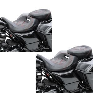 2x Sitzbank für Harley Street Glide 09-20 Craftride RH3 schwarz-rot Spar-Set_1