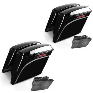2x strukket BL sidevesker egnet for Harley Davidson Touring 94-13 med svart innerfôr Craftride sparesett