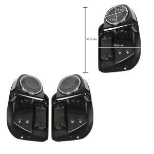 2x Beinschild für Harley Davidson Touring Modelle 2014-2021 Craftride mit Lautsprecher schwarz Spar-Set_1