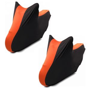 2x Motorradabdeckung Indoor Craftride M-L Stretch Garage in schwarz-orange Spar-Set_1