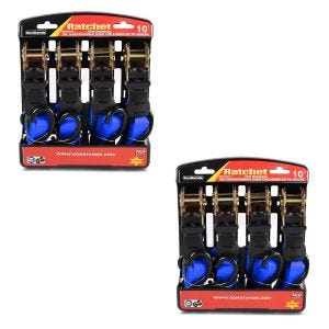2x Spanngurt Set ConStands mit Ratsche und Haken inkl 4x Zurrschlaufe in blau Spar-Set_1
