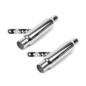 2x Craftride Auspuff Vintage Endschalldämpfer für Caferacer und Custombikes chrom Spar-Set_1