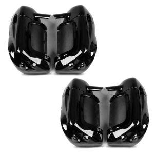 2x benskjold egnet for Harley Davidson Touring-modeller 1983-2013 Craftride med høyttalere svart økonomisett