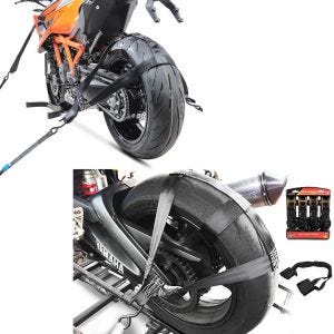 2x Hinterrad und Lenker Zurrgurt mit 4x Ratschen-Spanngurten Set Abspanngurt Spar-Set_1