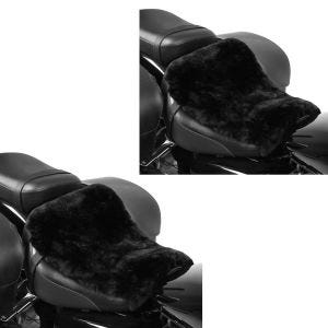 2x Sitzkissen Lammfell Tourtecs Sitzbezug 46x30 cm in schwarz Spar-Set_1