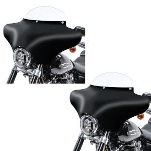 2x Batwing kåpe med frontrute M egnet for Chopper og Bobber MW8 matt klar Craftride sparesett