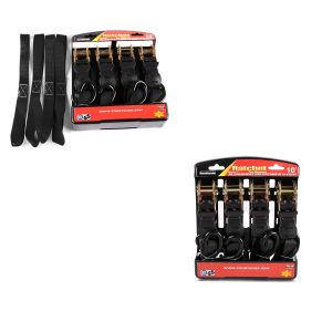 2x Spanngurt Set ConStands mit Ratsche und Haken inkl 4x Zurrschlaufe in schwarz Spar-Set_1