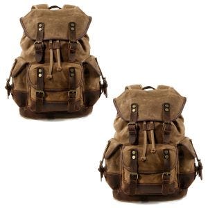 2x motorsykkelryggsekk canvas Craftride RG8 vintage motorsykkelveske 20L retro brun sparesett