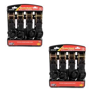 2x Motorrad Spanngurt Set ConStands mit Ratsche und Haken inkl 4x Zurrschlaufe in schwarz Spar-Set_1