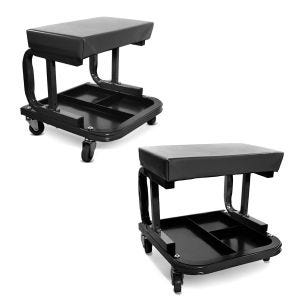 2x Werkstatthocker mit Rollen ConStands WS3 Werkstattstuhl schwarz Spar-Set_1